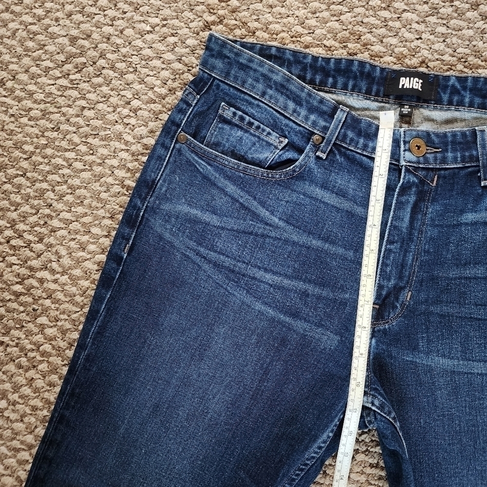 PAIGE Men's Slim Straight Jeans - Dark Blue - Picture 7 of 8